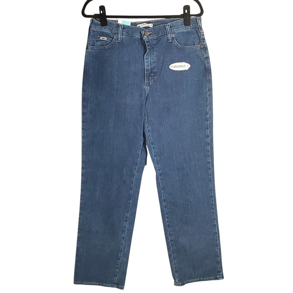 Lee Jeans Womens 10 Medium NWT Blue Relaxed Straight Leg At The Waist Stretch